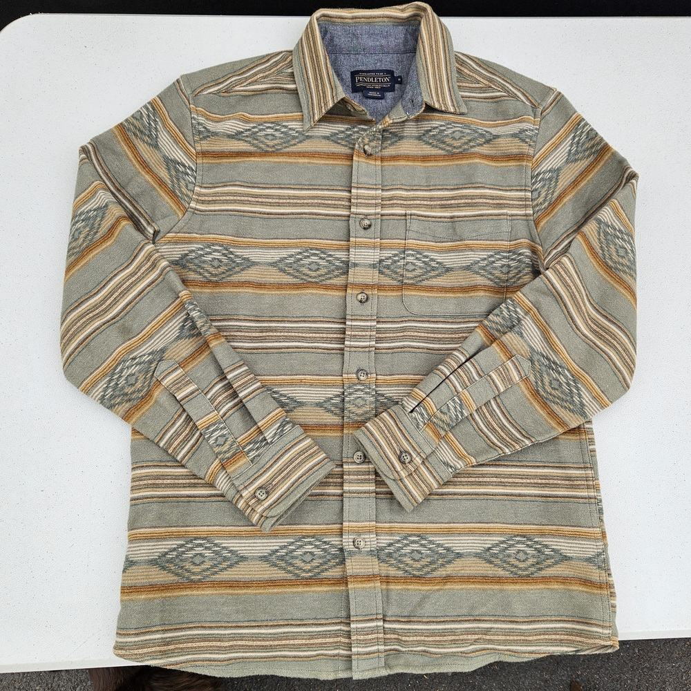 Pendleton Men's Casual Button Down Shirt - Green, Tan, and Brown